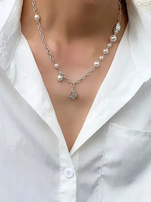 Japanese Brand Retro Punk Necklace Pearl Necklace Vintage Charm Size ONE SIZE - 2 Thumbnail