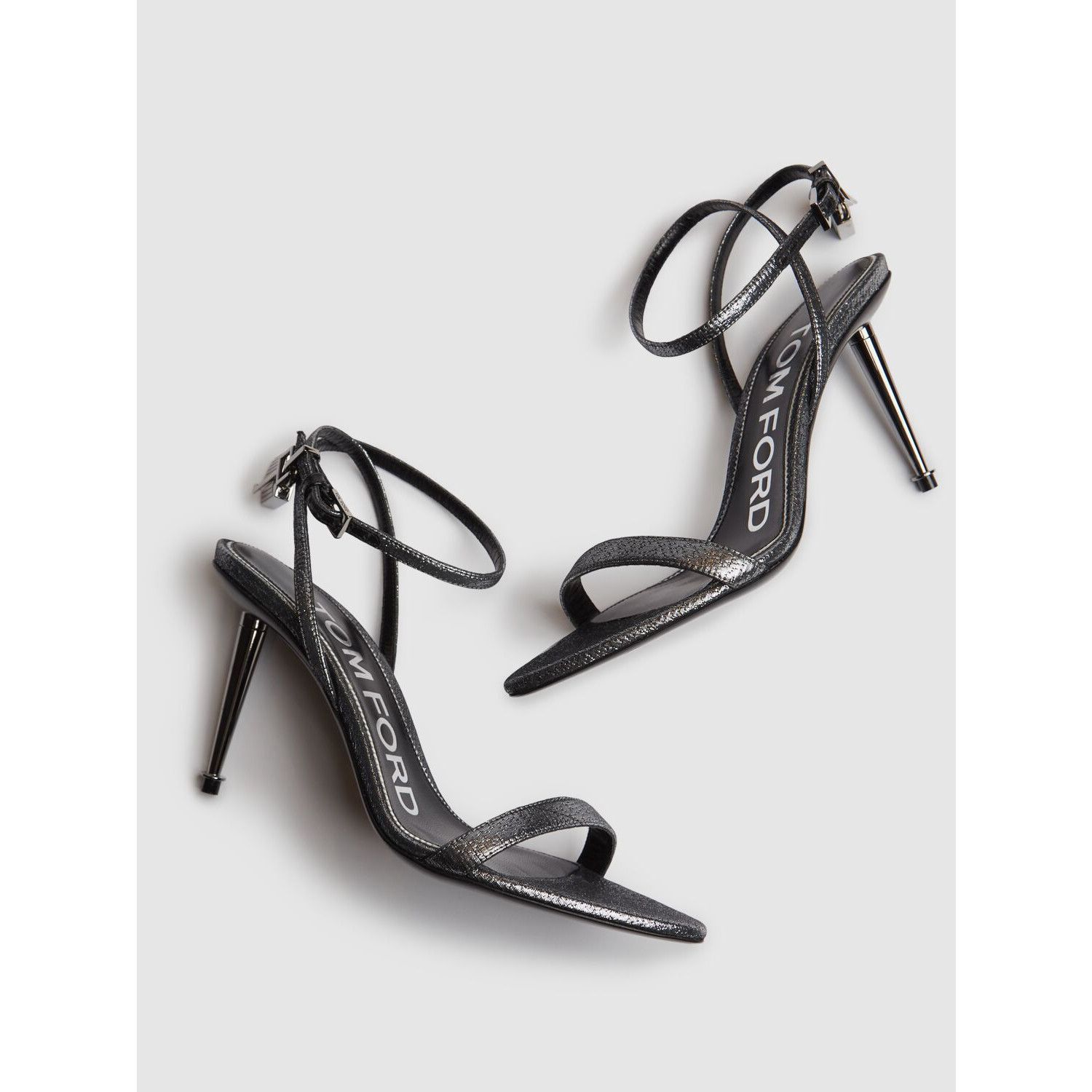 Tom Ford TOM FORD Padlock SIlver/Black 85mm Sandals New & Authentic ( Size US 10 / IT 40 - 2 Thumbnail