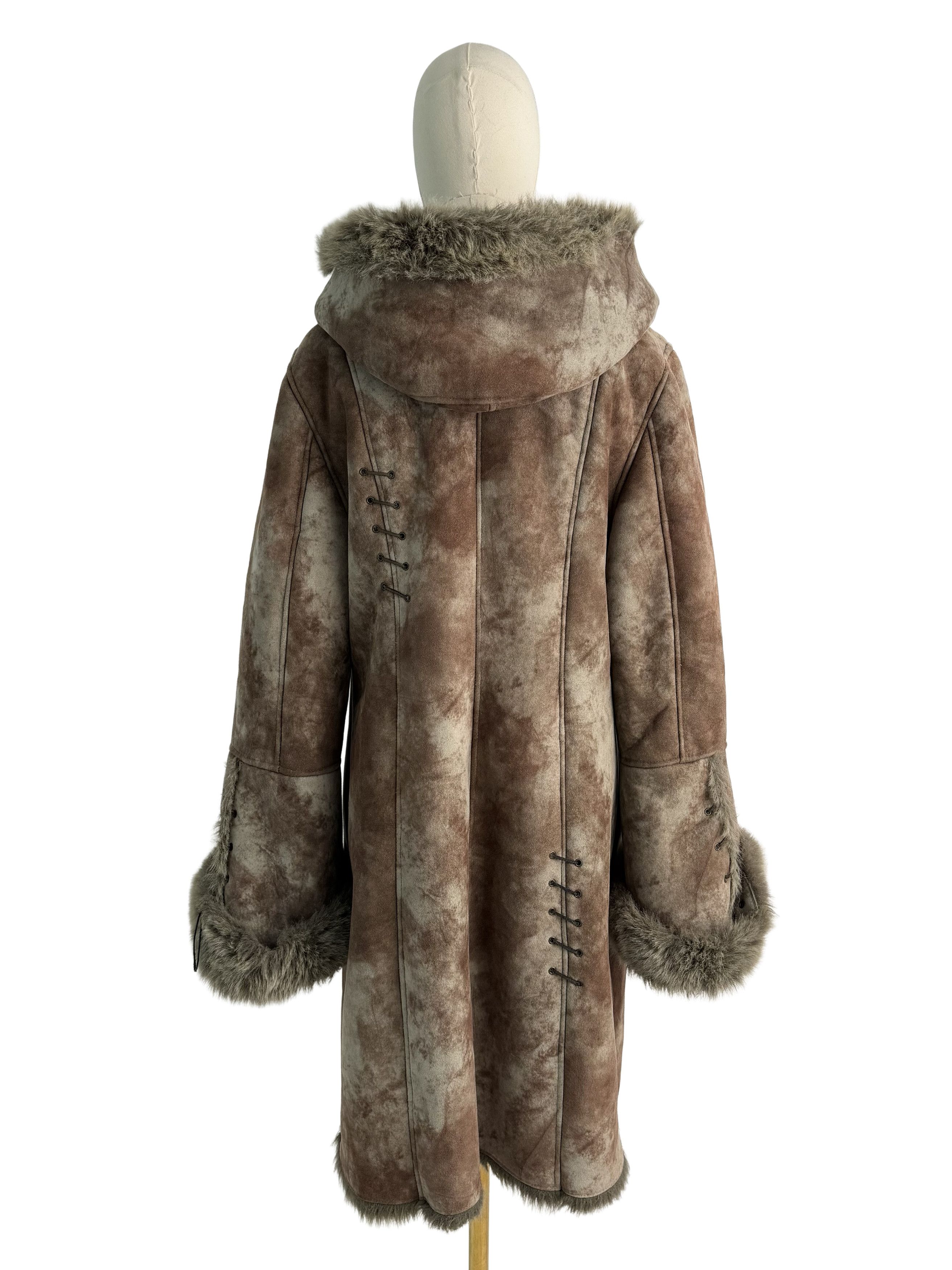 Vintage Vintage Faux Shearling Faux Fur Hooded Winter Long Coat Size L / US 10 / IT 46 - 5 Thumbnail