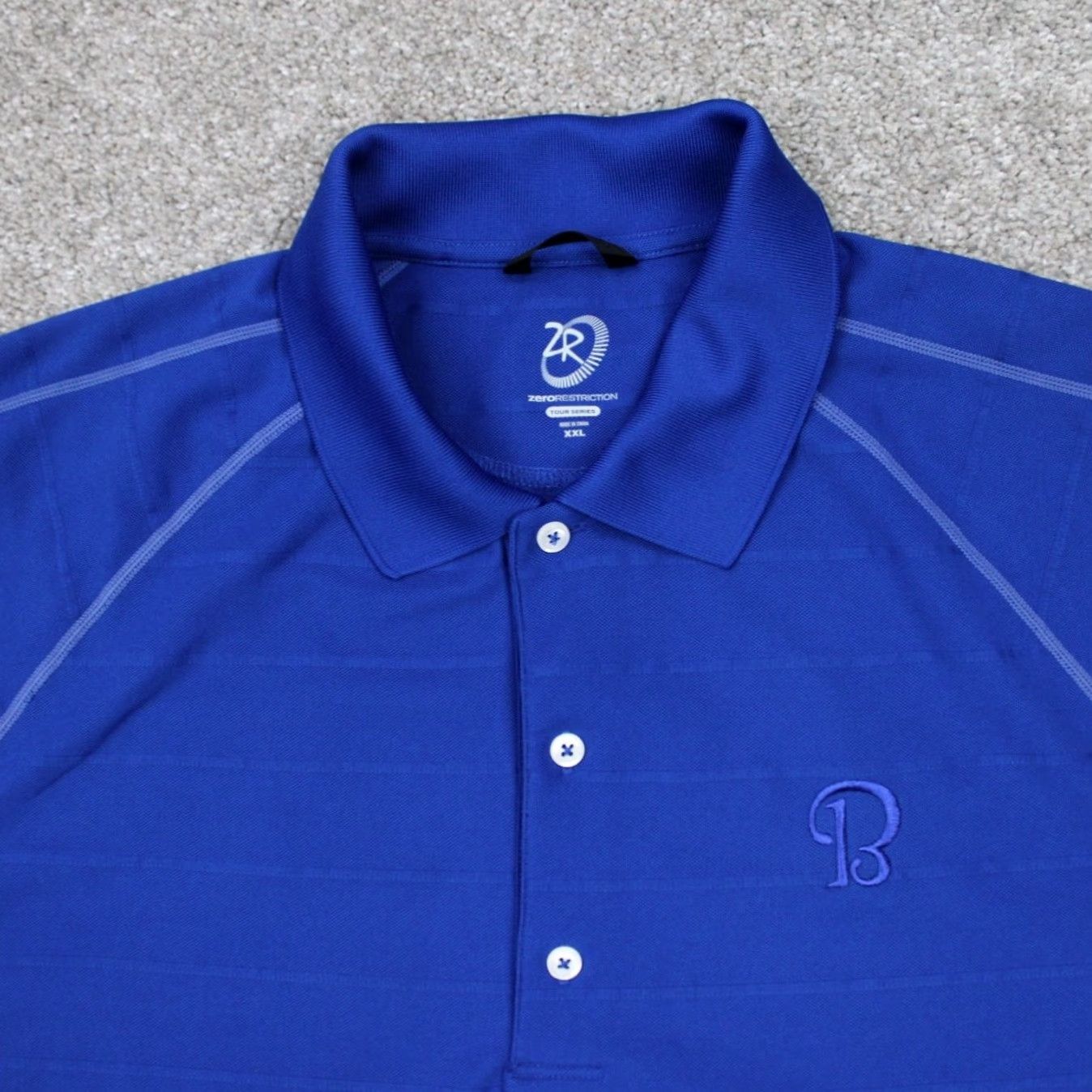 Vintage Zero Restriction Polo Shirt Mens 2XL Blue 100% Polyester Short Sleeve Golf Polo Shirt Polo Mens 2XL Blue Golf Performance Sports Shirt Size US XXL / EU 58 / 5 - 5 Thumbnail