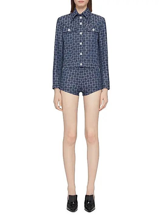 Givenchy o1w1db10326 Monogram Denim Jacket in Blue Size S / US 4 / IT 40 - 2 Thumbnail