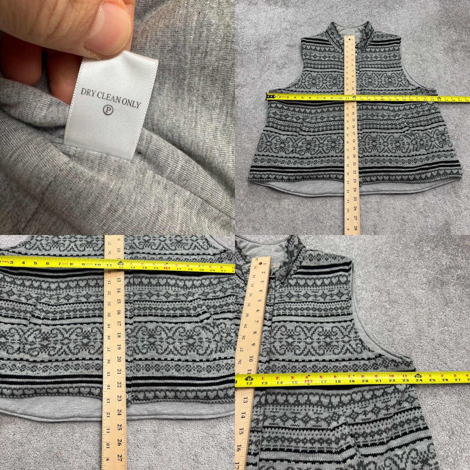 Coldwater Creek Coldwater Creek Vest Full Zip Lined Knitted Wool Gray Womens XL 18 Fair Isle Jacket Size XL / US 12-14 / IT 48-50 - 8 Thumbnail