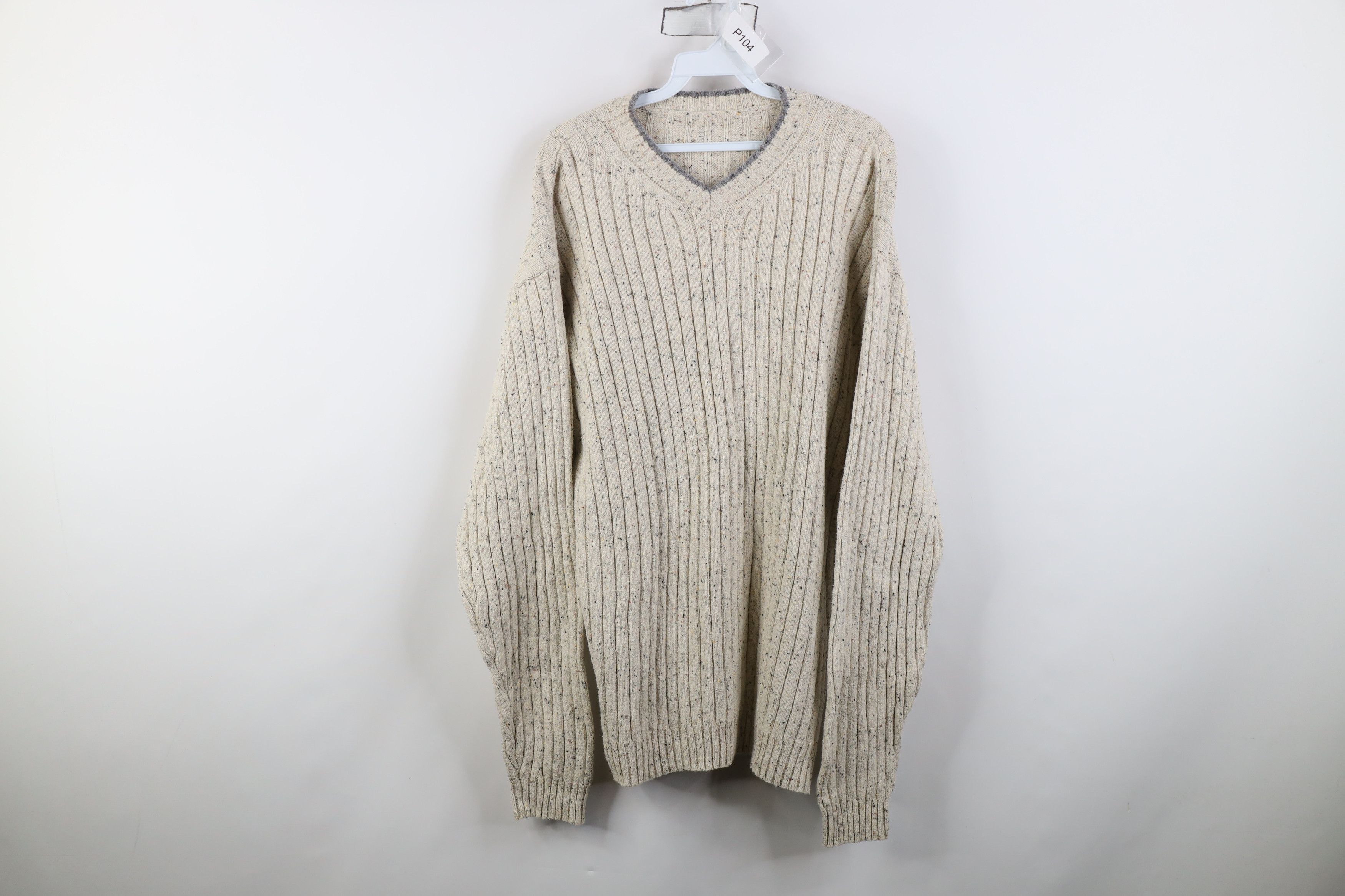 Vintage Vintage 90s Streetwear Fleck Ribbed Knit V-Neck Sweater Size US L / EU 52-54 / 3 - 1 Thumbnail