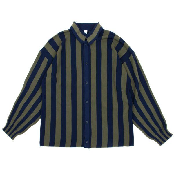 CFCL CFCL 24AW Poly Stripe Knit Shirt Navy Khaki Size 3 Size US L / EU 52-54 / 3 - 1 Thumbnail