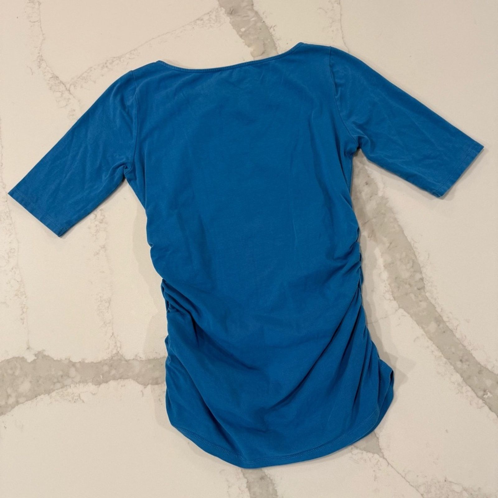 Boden Boden Ruched Sides Short Sleeve Scoop Neck Top Womens 8 Blue Size M / US 6-8 / IT 42-44 - 6 Thumbnail