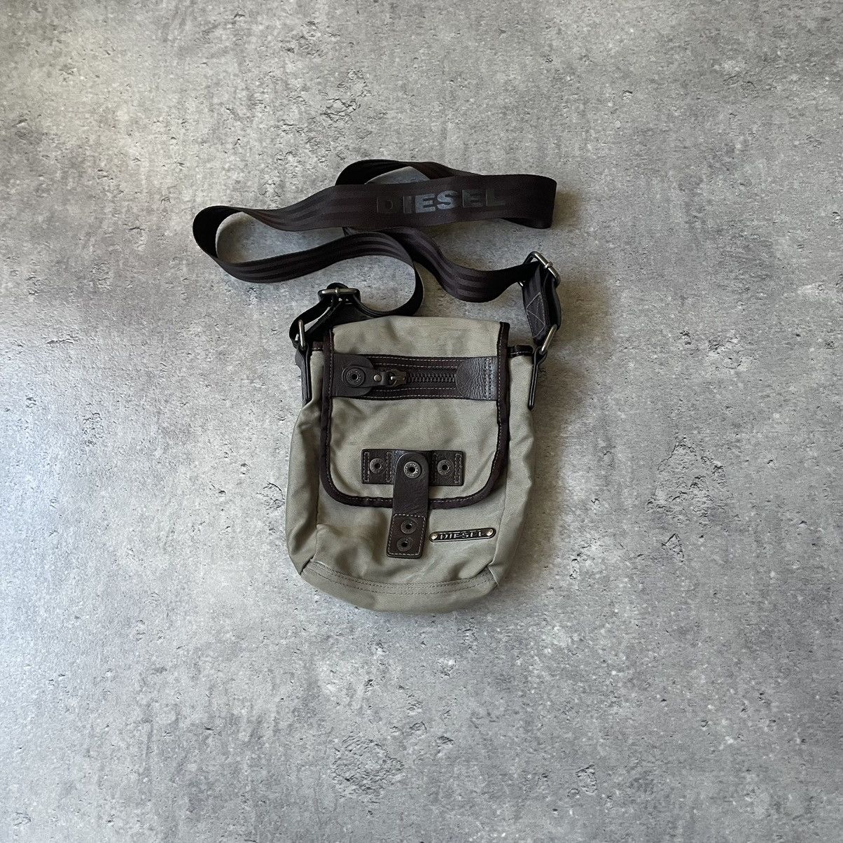 Vintage Diesel Nylon/Leather Shoulder Messenger Bag