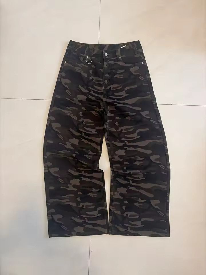 Camouflage Washed Wide Leg Denim