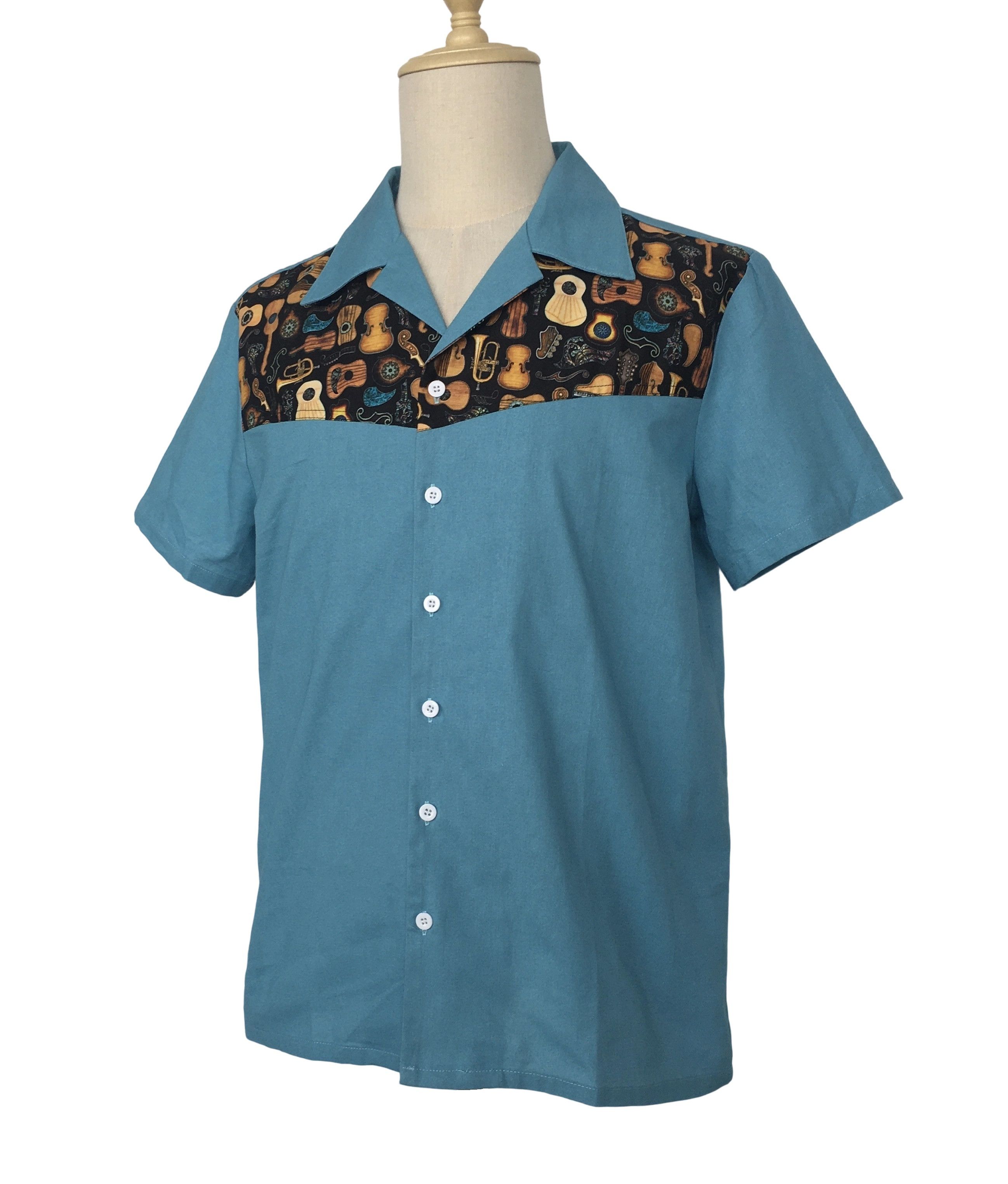Other Cotton Casual Shirt Patchwork Bowling Shirts Size US XL / EU 56 / 4 - 2 Thumbnail