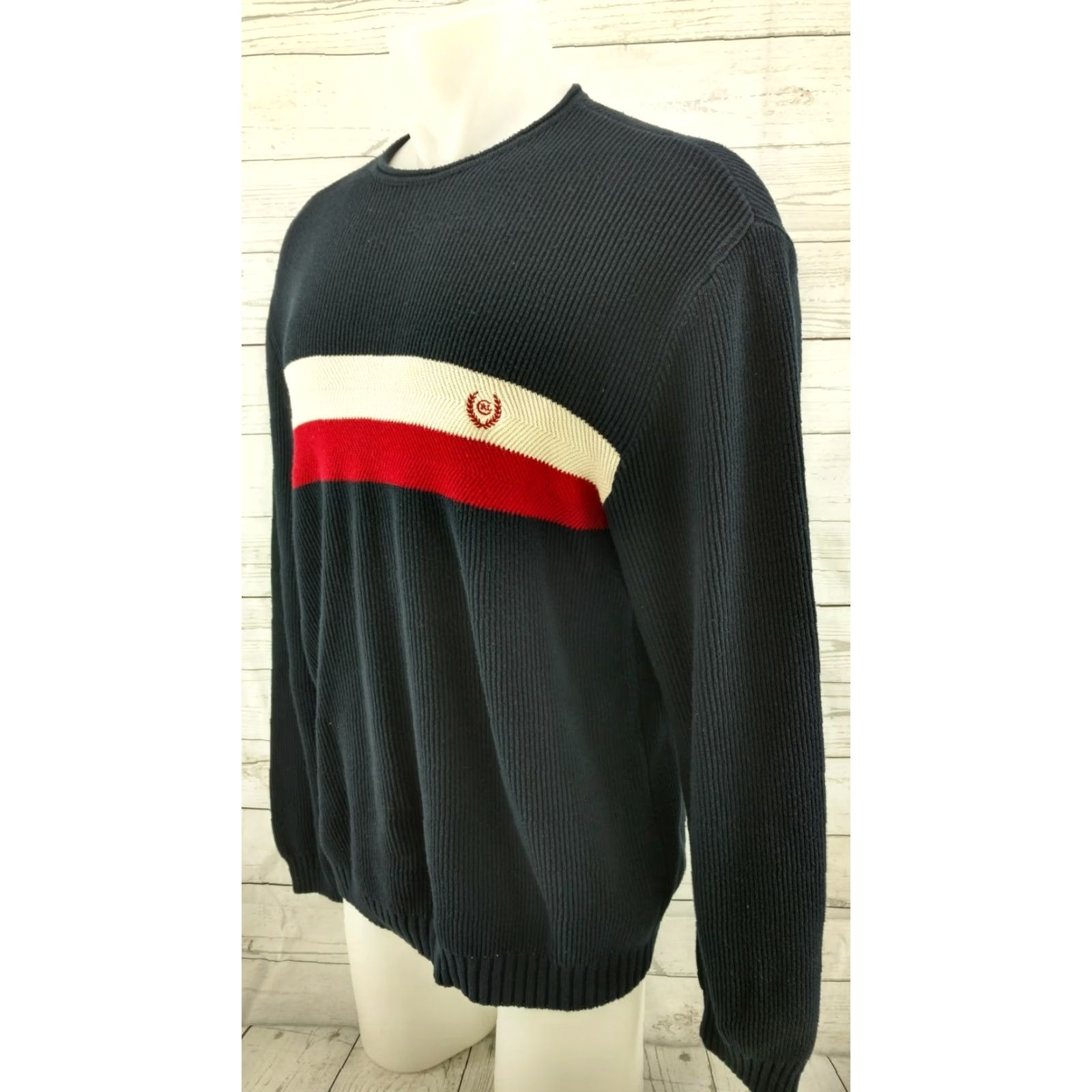 Chaps CHAPS by Ralph Lauren Mens XL Navy & RED Stripe Sweater Crew Neck Size US XL / EU 56 / 4 - 2 Thumbnail
