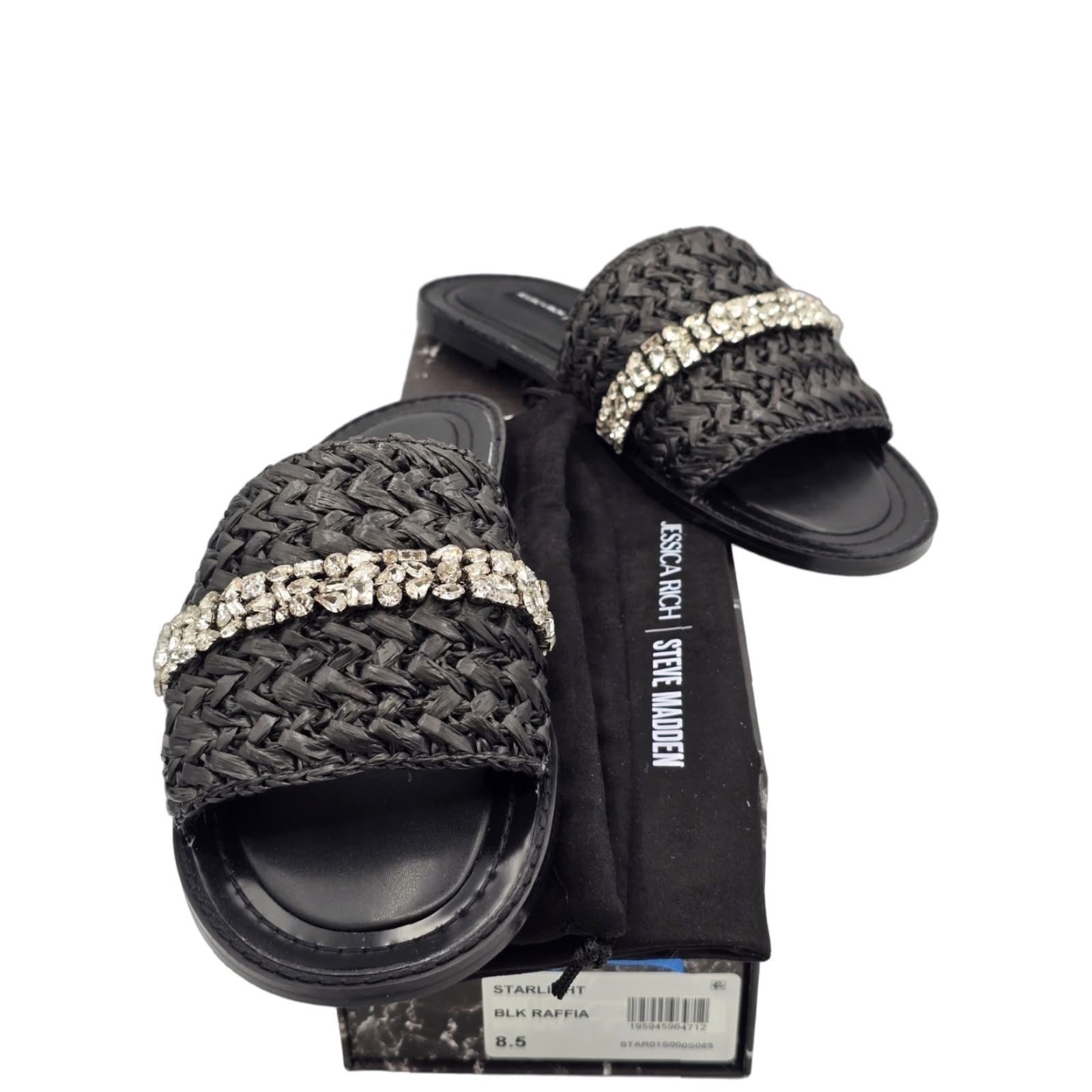 Steve Madden Steve Madden Jessica Rich x Steve Madden Womens Starlight Sandals Black Raffia 8.5 NWT Sandal Casual Flat Open Toe Womens Black Raffia 8.5 NWT Size US 9 / IT 39 - 1 Thumbnail