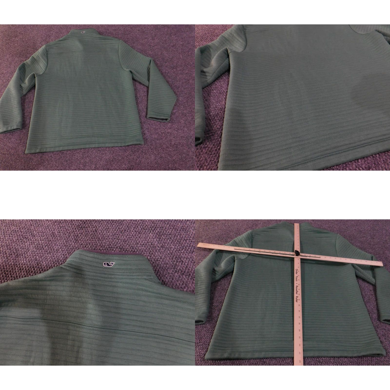 Vineyard Vines Vineyard Vines Pullover Mens Large Green Snap Mock Neck Fleece Striped Outdoor Shirt Size US L / EU 52-54 / 3 - 9 Thumbnail