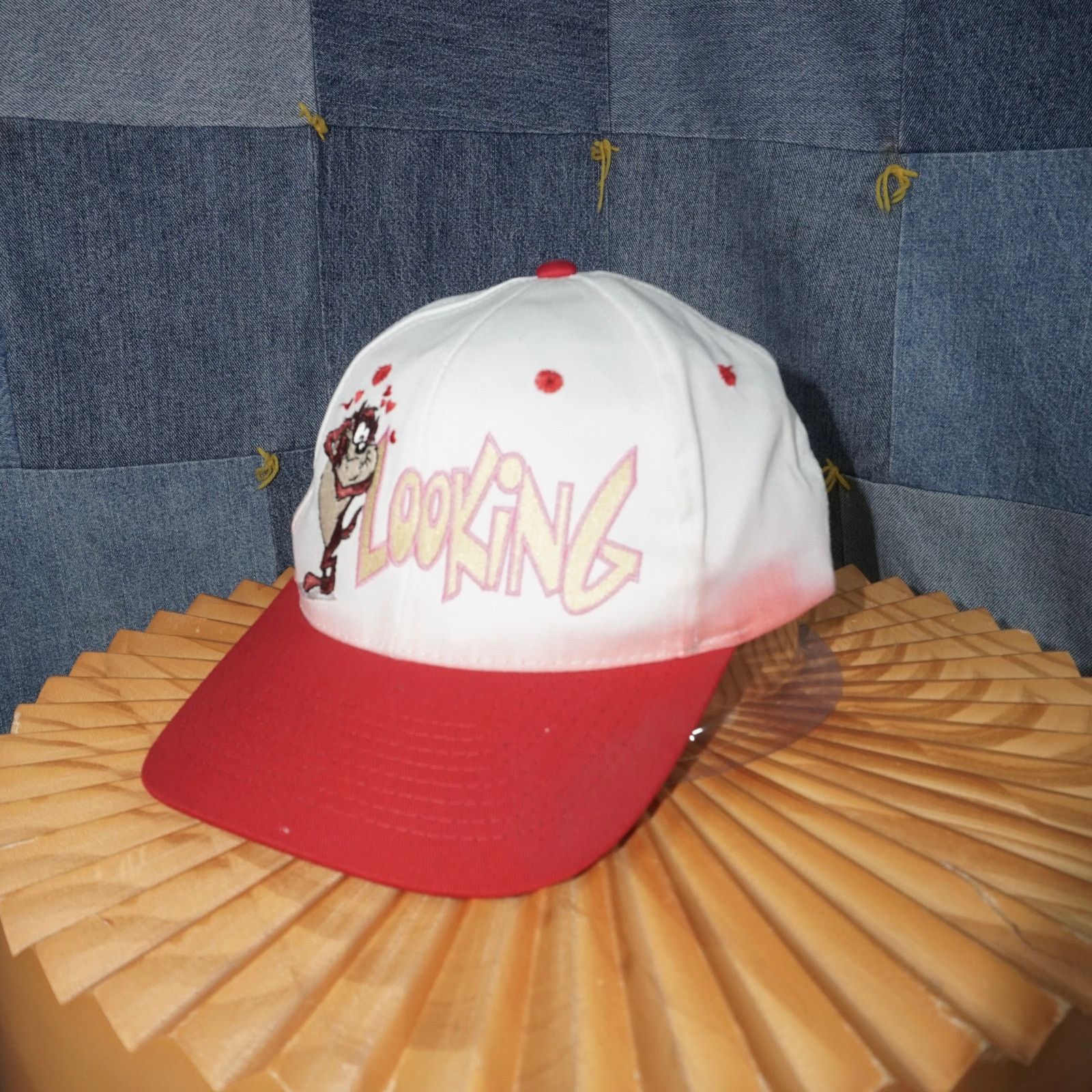Warner Bros OSFA - Vintage Y2K Tasmanian devil hearts TAZ Embroider hat Size ONE SIZE - 2 Thumbnail