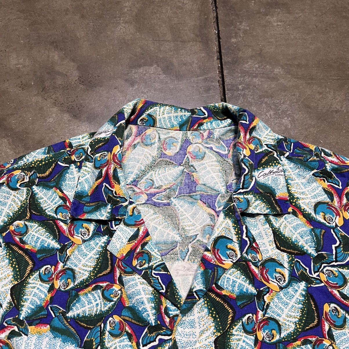 Vintage Vintage Calhouns Hawaiian Shirt Button Up Fish Print AOP 90s Size US XL / EU 56 / 4 - 6 Thumbnail