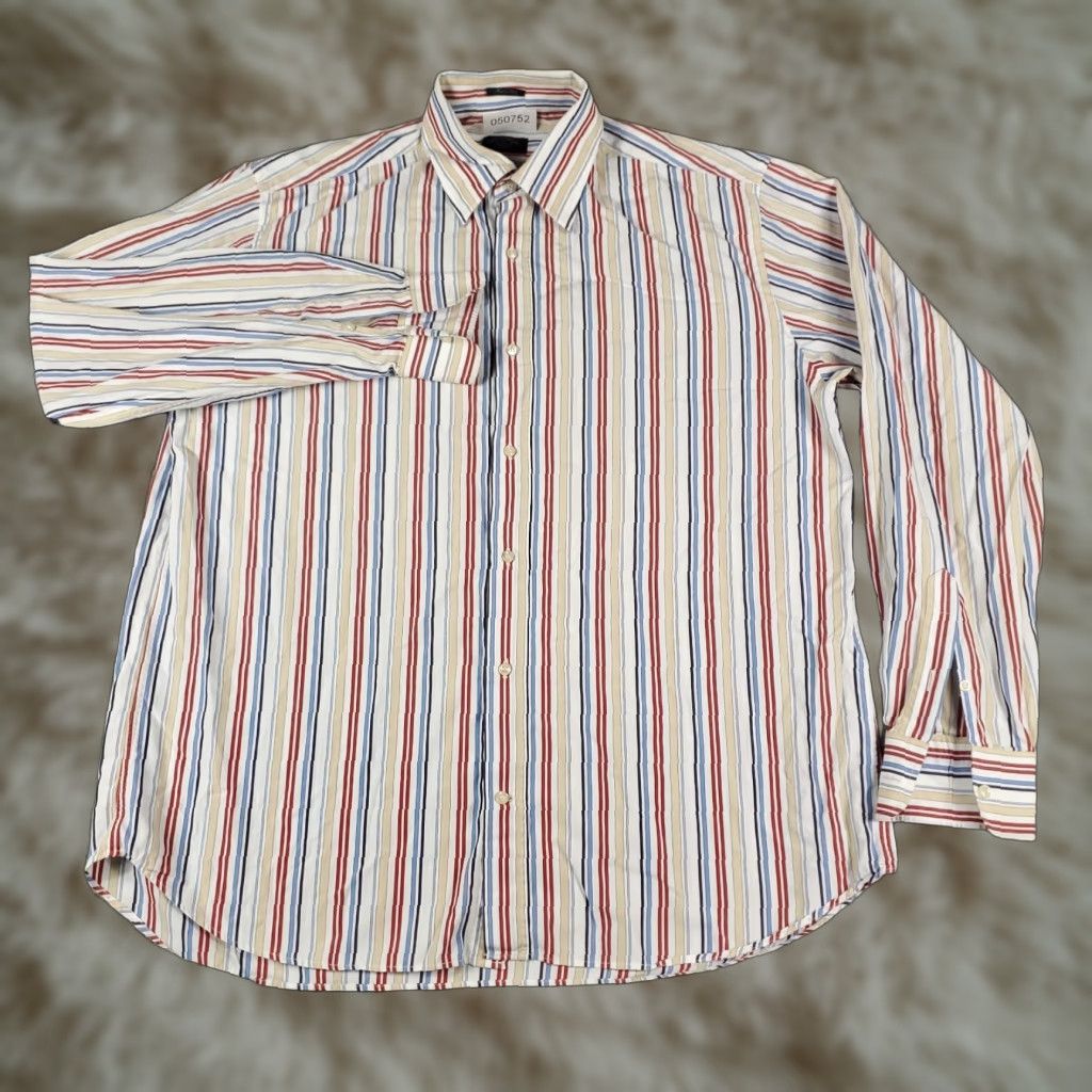 Paul & Shark Paul & Shark Button-Up Shirt Mens Large Red Blue Striped Long Sleeve Classic Modern Size US L / EU 52-54 / 3 - 1 Thumbnail