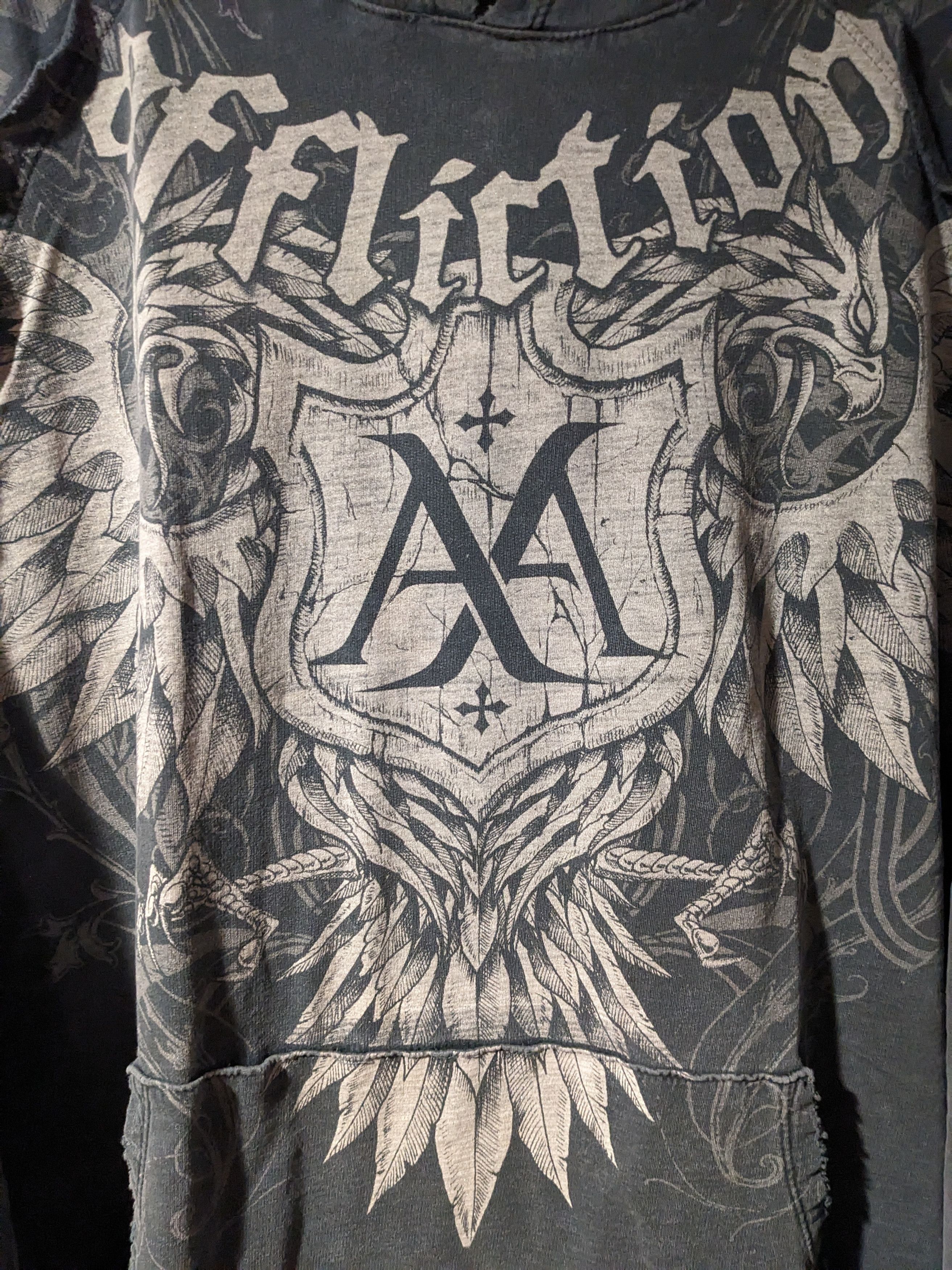 Affliction × Vintage Vintage Y2K Affliction All Over Print X-Large Black Hoodie Size US XL / EU 56 / 4 - 2 Thumbnail