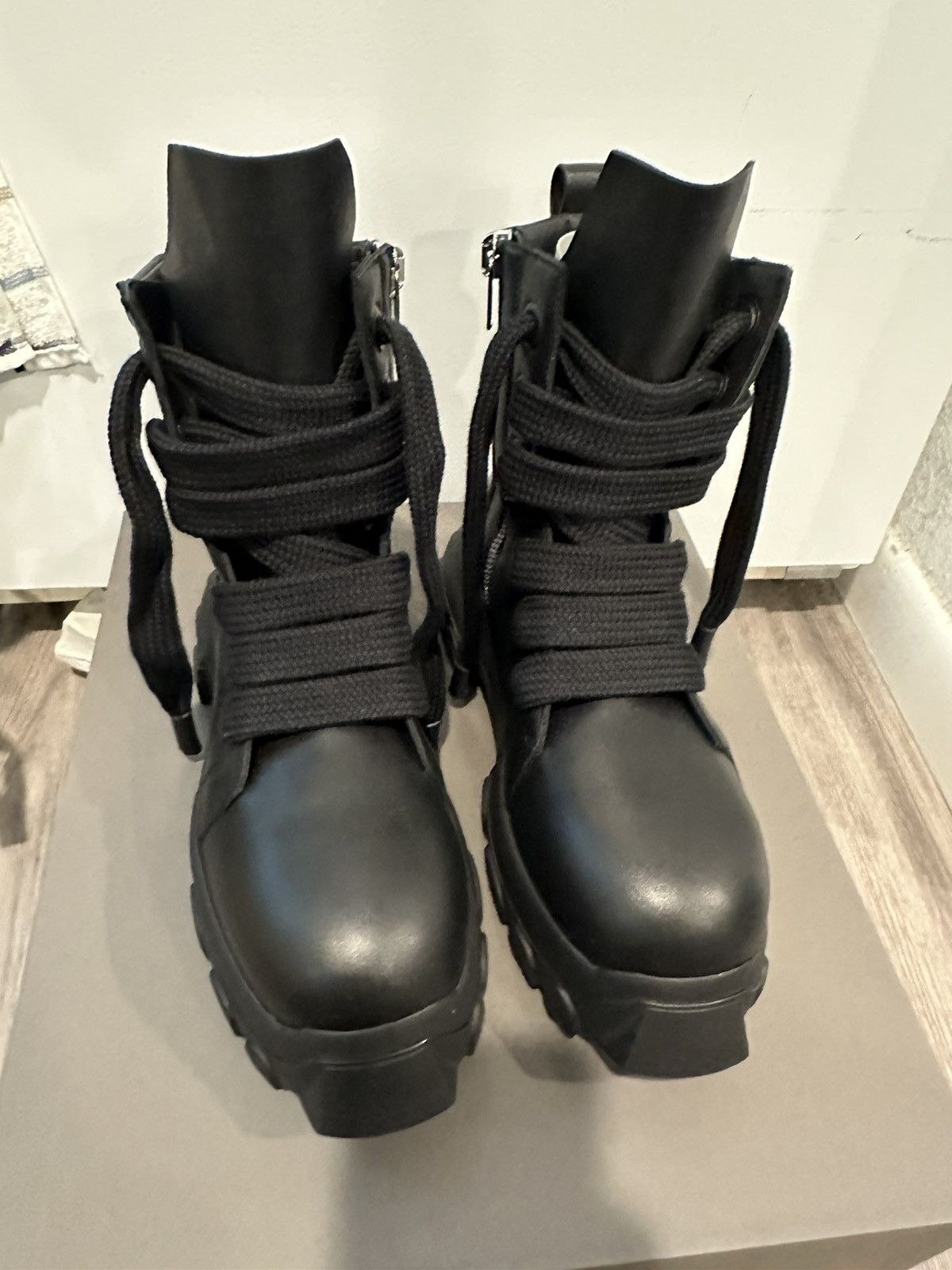 image of Rick Owens Jumbo Lace Tractor Boots Black Size 43, Men's