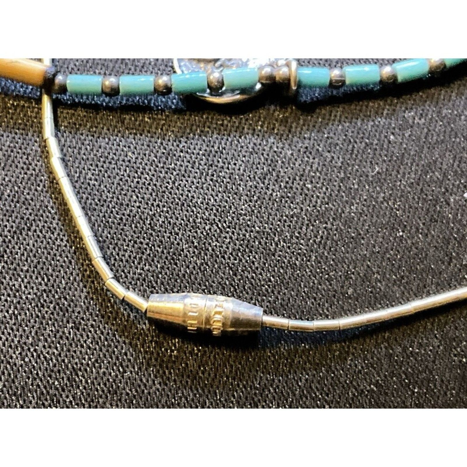 Other 14in 925 Liquid Silver Turquoise Native Bear Barrel Clasp Size ONE SIZE - 7 Thumbnail