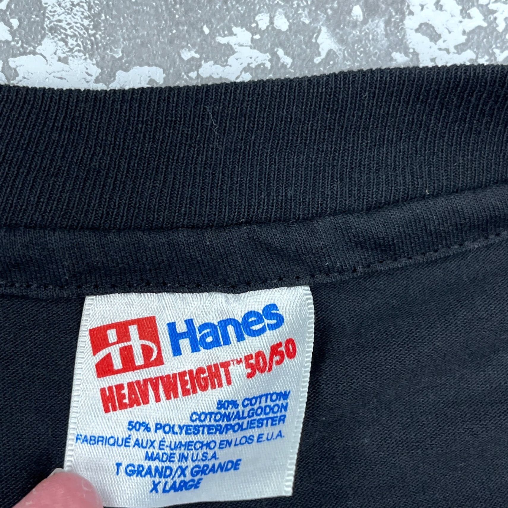 Hanes VINTAGE Hanes Shirt Men XL Black 90s USA Logo Graphic Print Crew Neck Short Sleeve T-Shirt 50/50 Cotton Polyester Size US XL / EU 56 / 4 - 3 Thumbnail