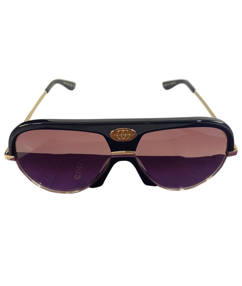 Gucci Gucci 🇯🇵 Black Resin GG Inlay Brow Metal Sunglasses NIB Size ONE SIZE - 1 Thumbnail