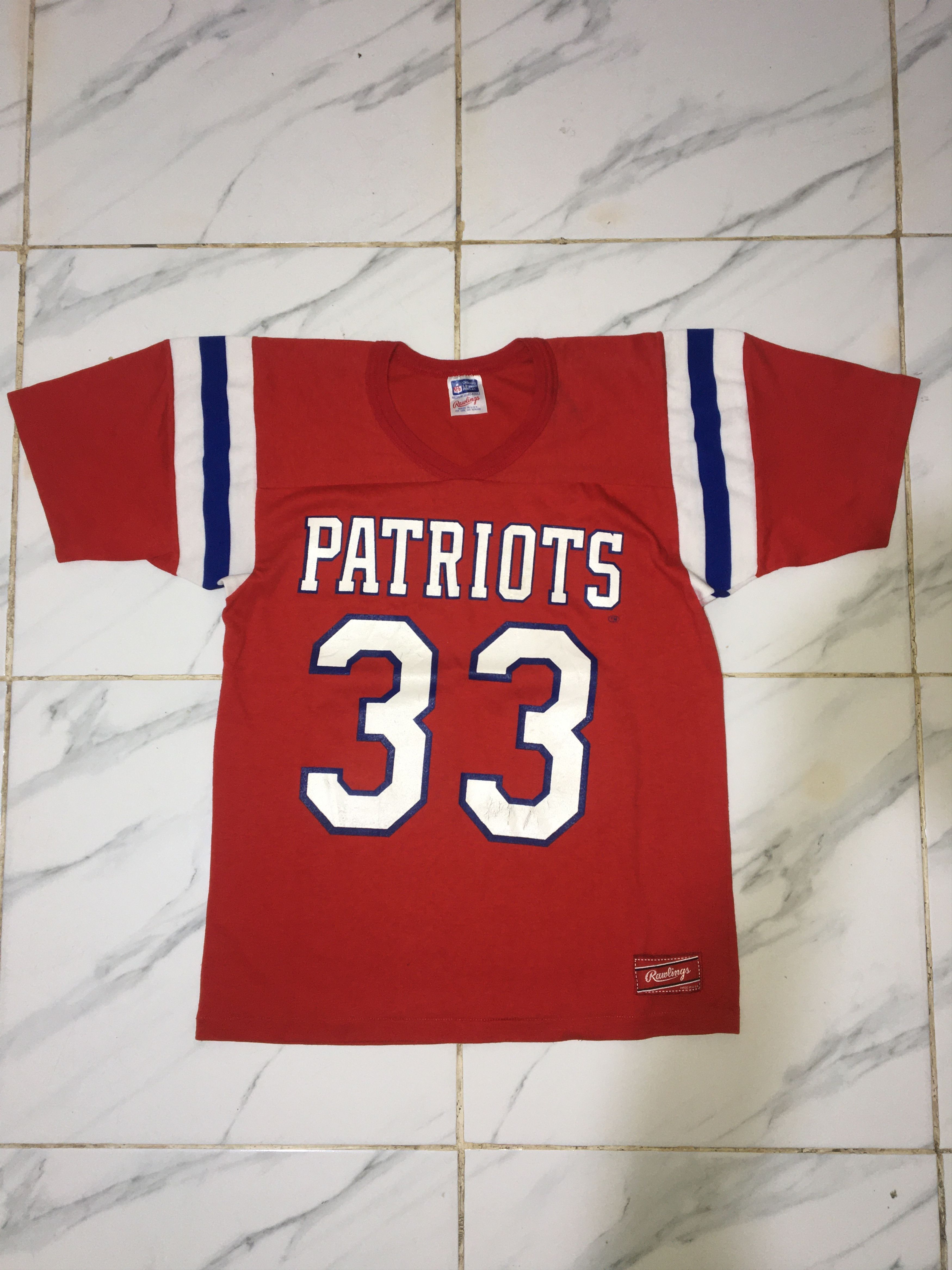 NFL Vintage NFL Rawlings Patriots 33 Tshirt Size US M / EU 48-50 / 2 - 1 Thumbnail