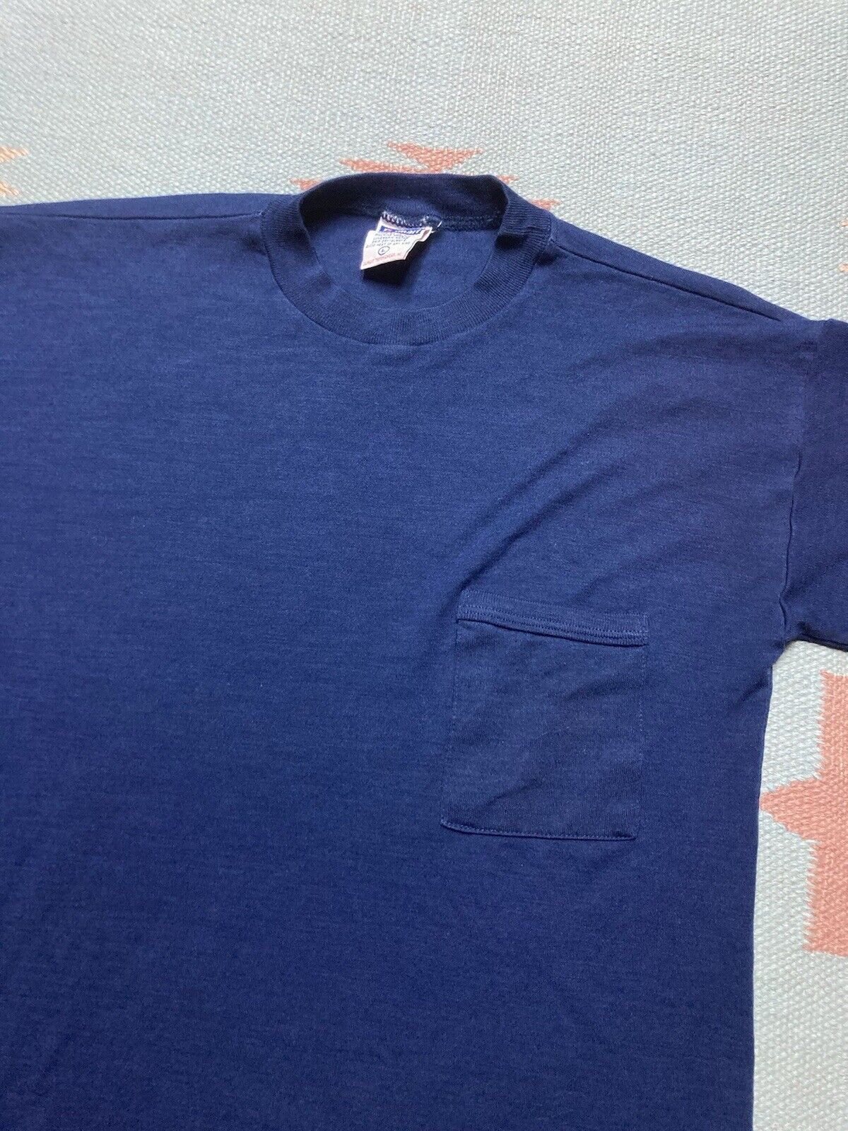 Vintage VTG 70s pocket t shirt thermal base layer navy blue large Size US L / EU 52-54 / 3 - 2 Thumbnail