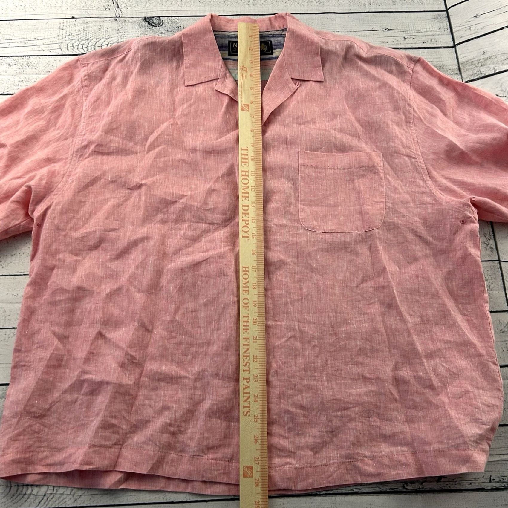 Nat Nast Nat Nast Short Sleeve Linen Button-Up Shirt Men's XL Pink Size US XL / EU 56 / 4 - 3 Thumbnail