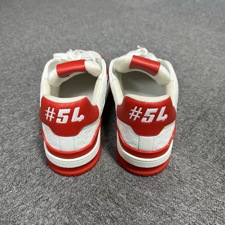 Louis Vuitton Louis Vuitton White and red Trainer leather lace-up logo s Size US 9 / EU 42 - 3 Thumbnail