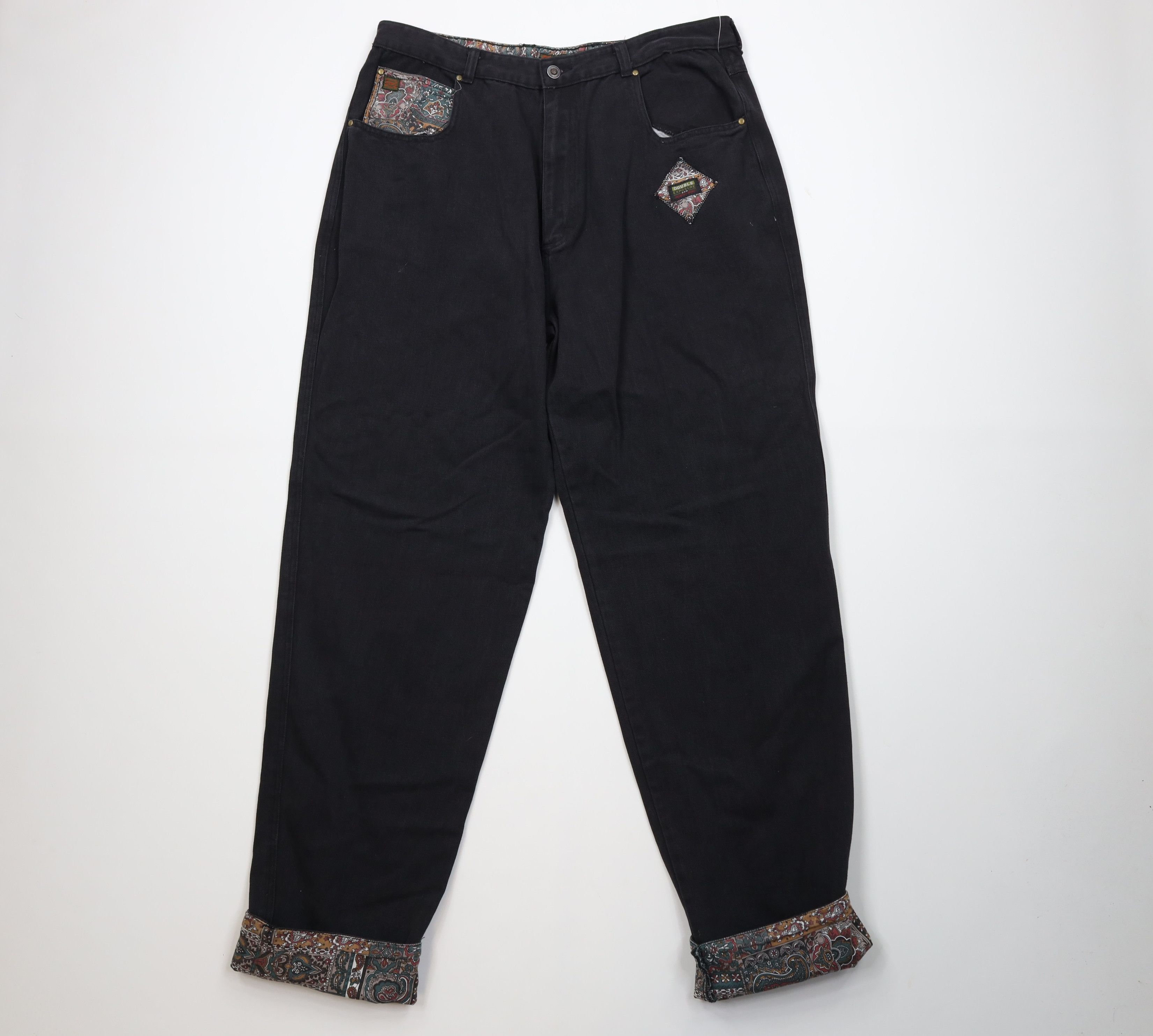 Vintage Deadstock Vintage 90s Streetwear Paisley Baggy Denim Jeans Size US 38 / EU 54 - 1 Thumbnail
