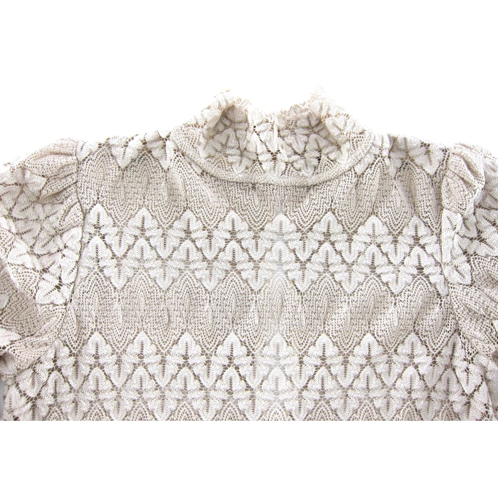 Free People VINTAGE Free People Dress XS Ivory Lace Stretch Mock Neck Long Sleeve Smock Dress, Knee Length, Bohemian, Women, XS Size XS / US 0-2 / IT 36-38 - 4 Thumbnail