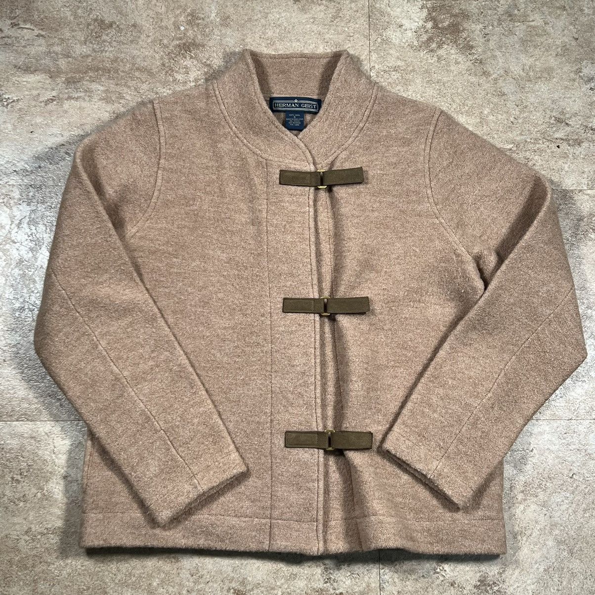 Other Vintage Herman Geist Sweater Wool Tan Closure Cardigan Size S / US 4 / IT 40 - 1 Thumbnail
