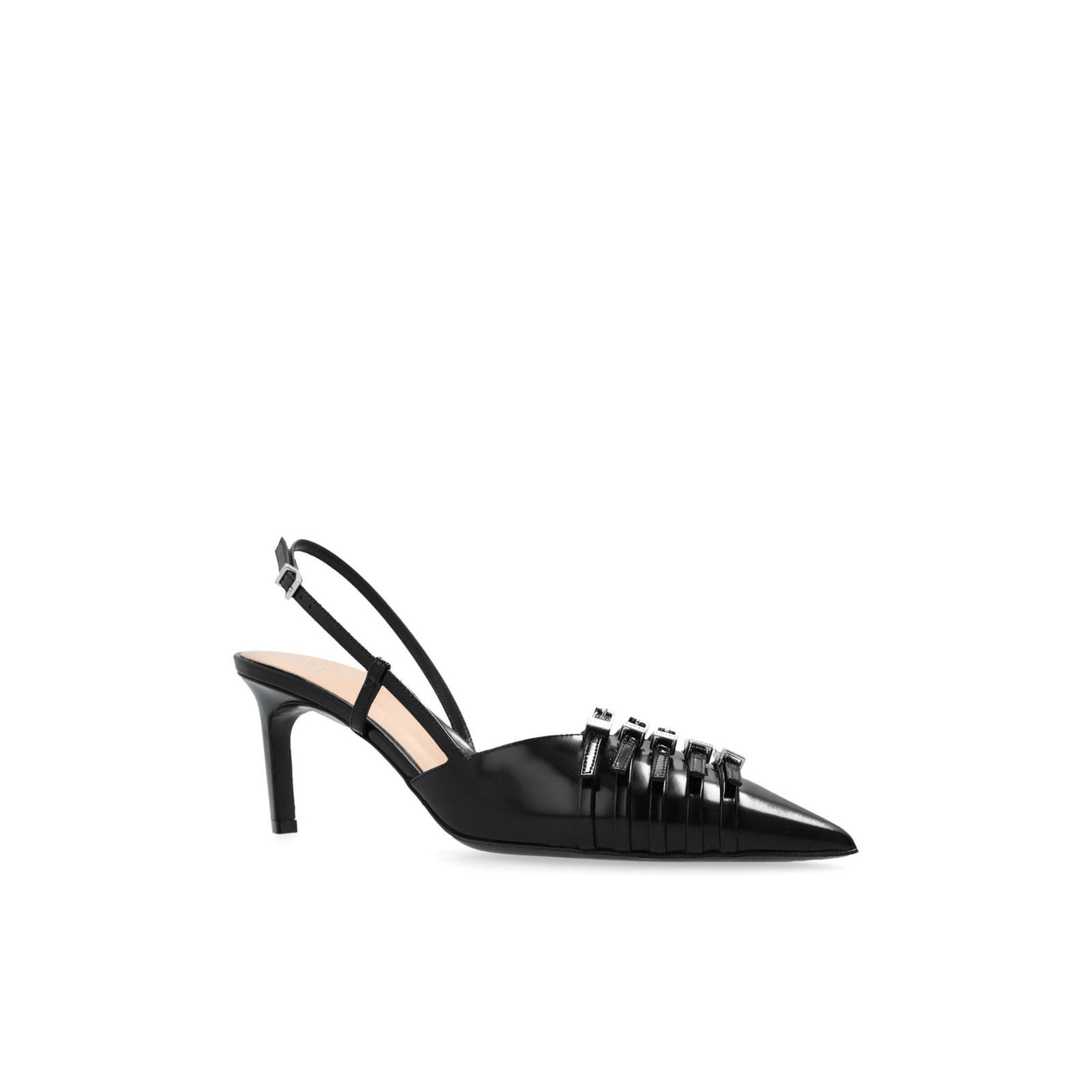 GUCCI Black Leather Strappy Slingback 75mm Pumps New & Authe