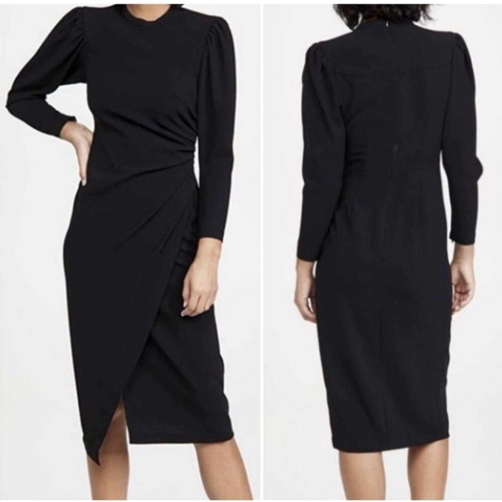 A.L.C. A.L.C. ALC Meline $625 Black Puff Sleeve Midi Dress 12 Size XL / US 12-14 / IT 48-50 - 1 Thumbnail