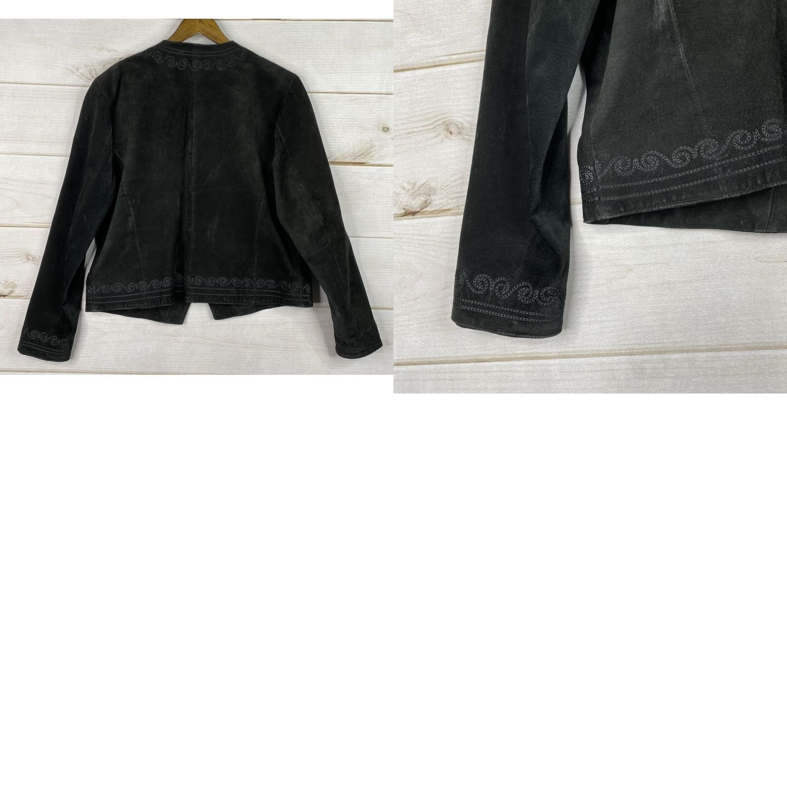 Vintage Montana Co Leather Jacket Womens L Black Embroidered Button Up Lined Western Jacket Mens Womens Girls Size L / US 10 / IT 46 - 9 Thumbnail