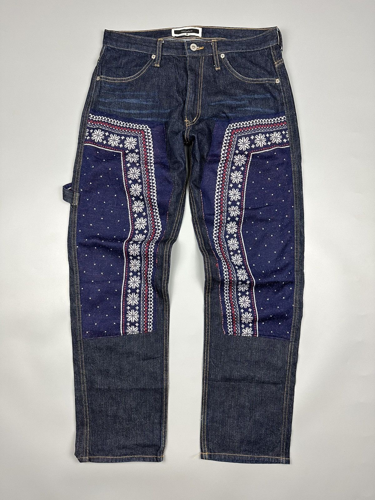 Japanese Brand Vintage Community.Co Native Double Knees Buckle Back Denim Size US 33 - 1 Thumbnail