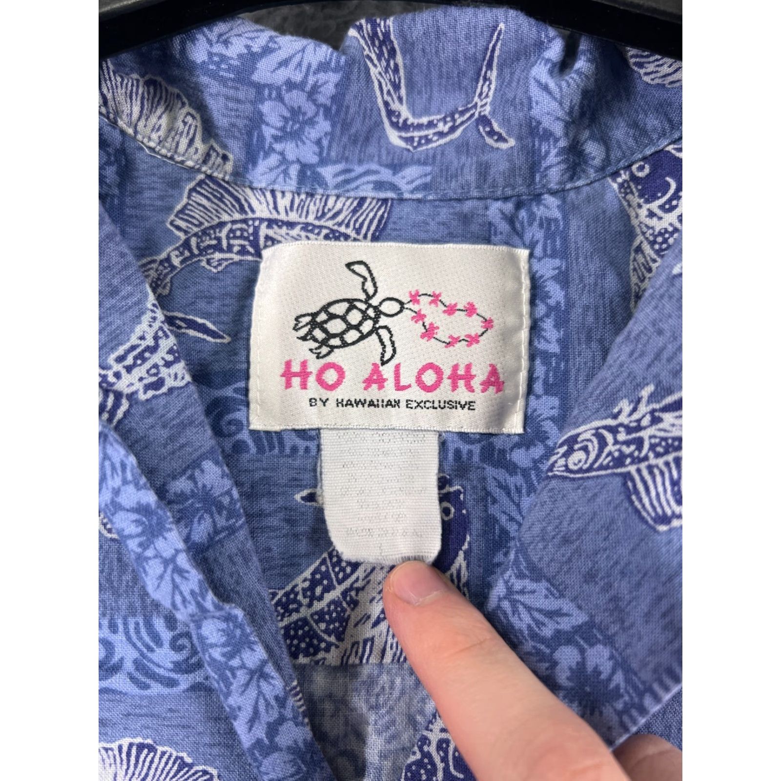 ALOHAS VINTAGE Ho Aloha Shirt Mens Blue Hawaiian Floral Button-Up Large L Size US L / EU 52-54 / 3 - 3 Thumbnail