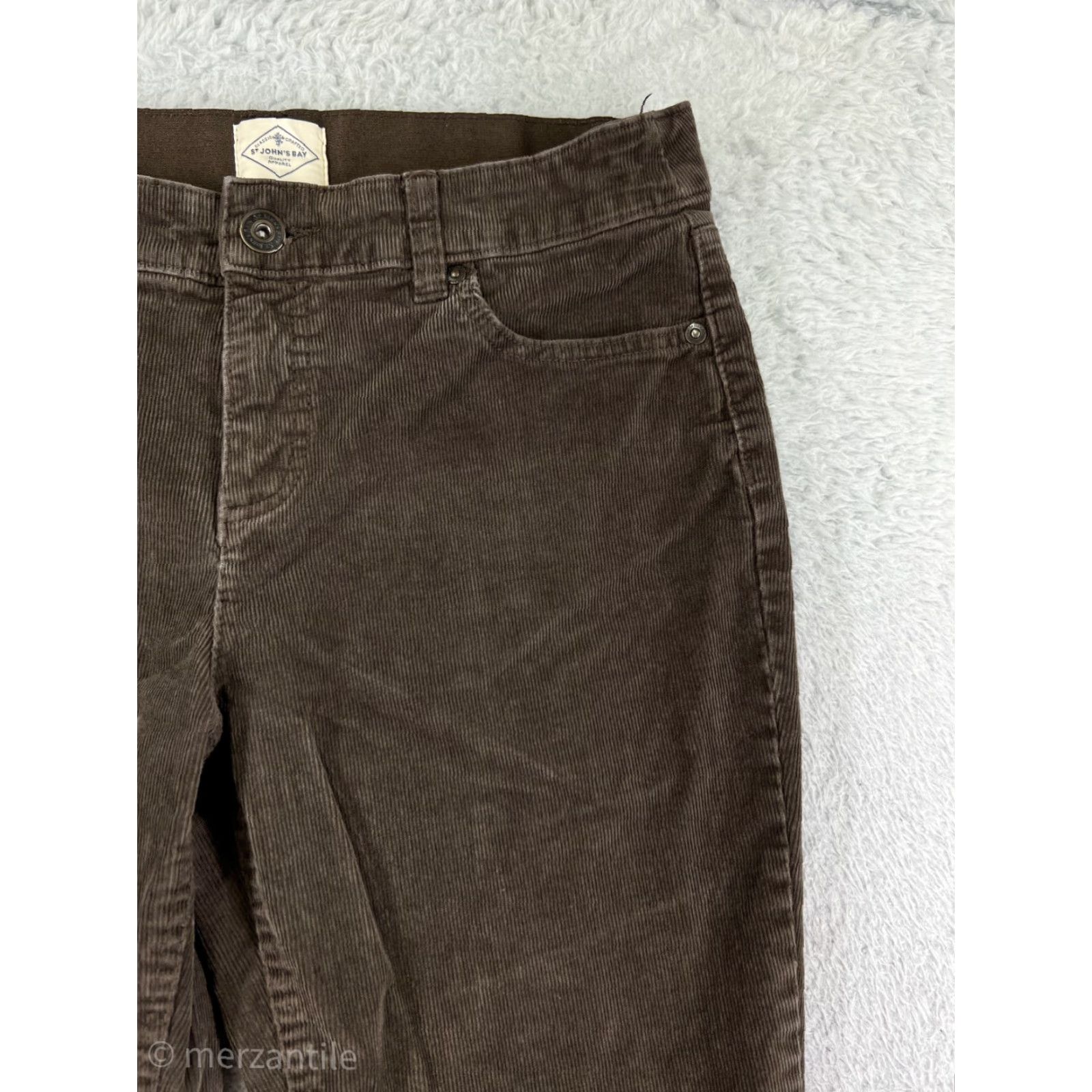 Vintage St. John's Bay Pants Women 31 Brown Corduroy Straight Leg Cotton Pockets Zip Fly Inseam 30" Womens Size 24" / US 00 / IT 34 - 7 Thumbnail