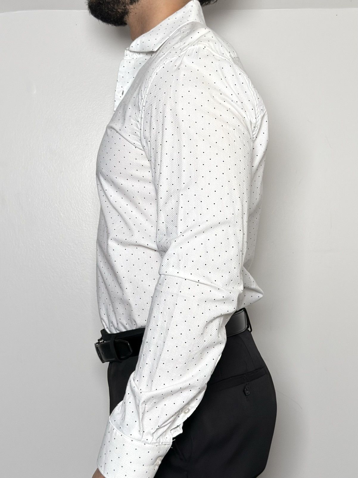 Denim & Flower Denim & Flower White Micro-Dot Button-Down Shirt Size US M / EU 48-50 / 2 - 1 Thumbnail