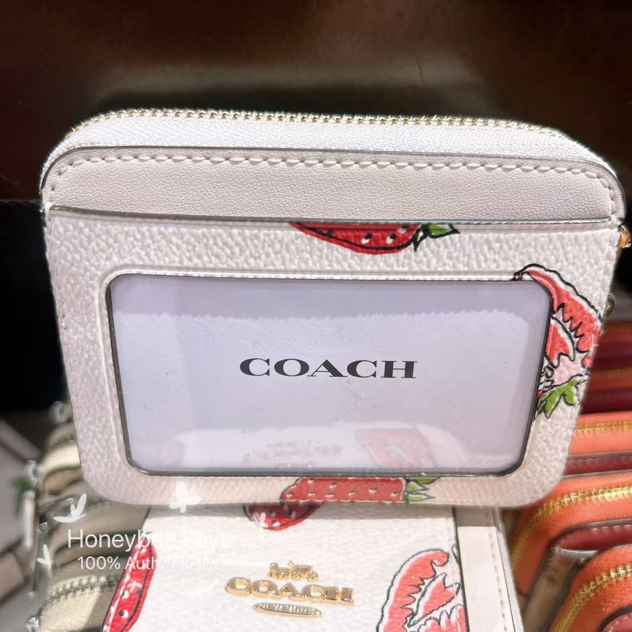 Coach Zip Card Case With Strawberry Print CAR32 | Grailed