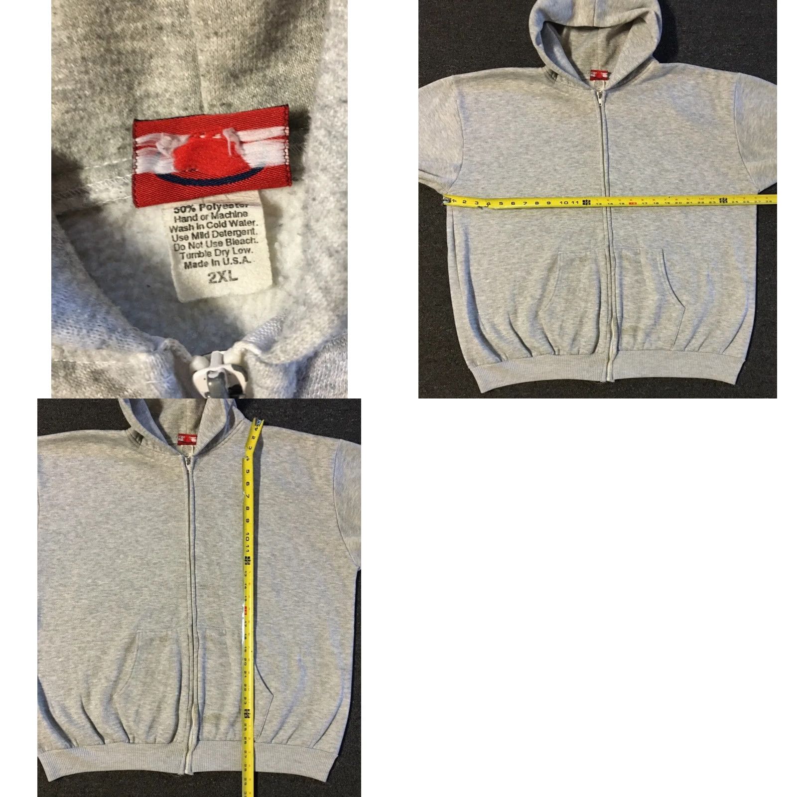 Vintage Vtg 90s Faded Distress Zip Hoodie XXL USA Track Grunge PE Biker Skate Surf 80s Size US XXL / EU 58 / 5 - 9 Thumbnail