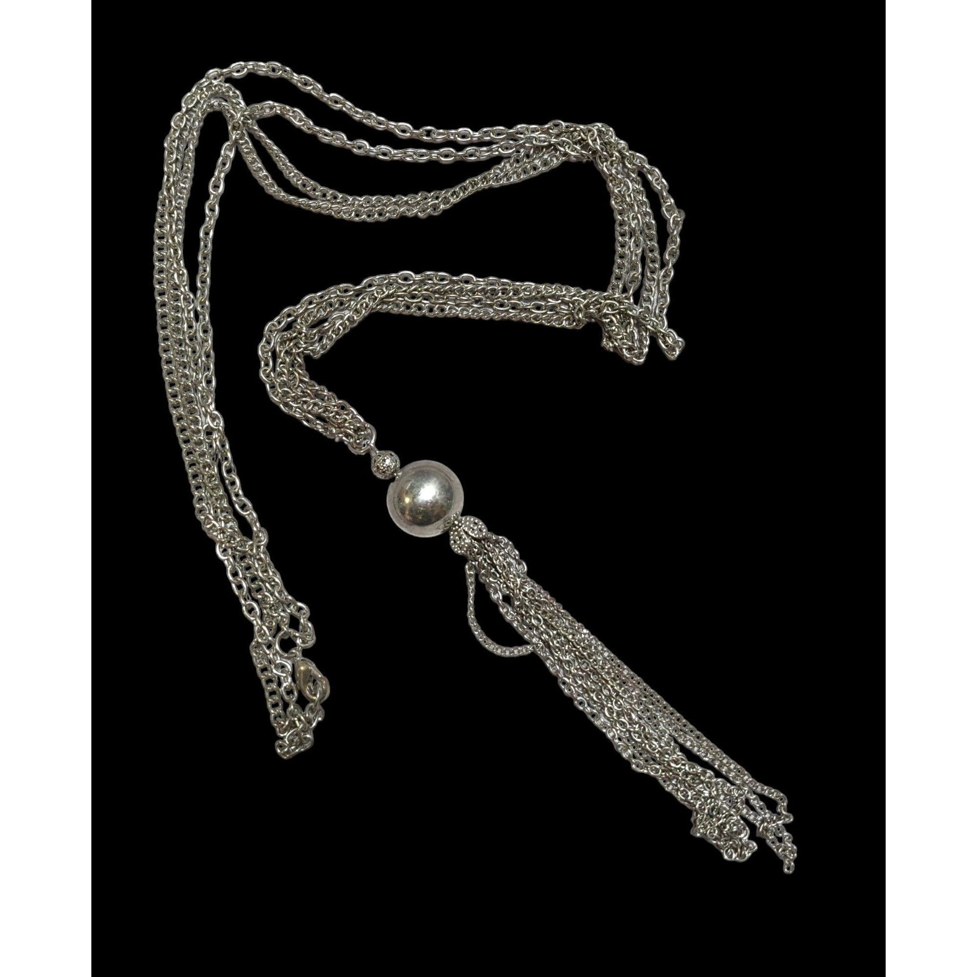 Other Silver Chain Tassel Necklace Size ONE SIZE - 1 Thumbnail