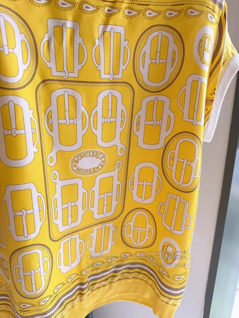 Hermes Hermes Silk Printed and Knit Paneling Top Size XS / US 0-2 / IT 36-38 - 3 Thumbnail