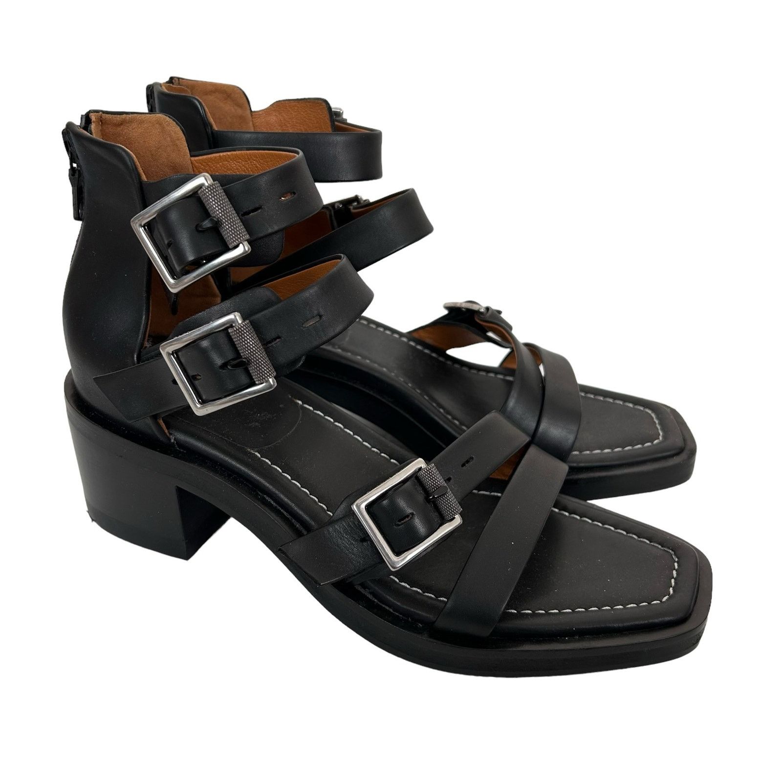 Rag & Bone Fallon Black Leather Sandals Sz 38.5 US 8.5