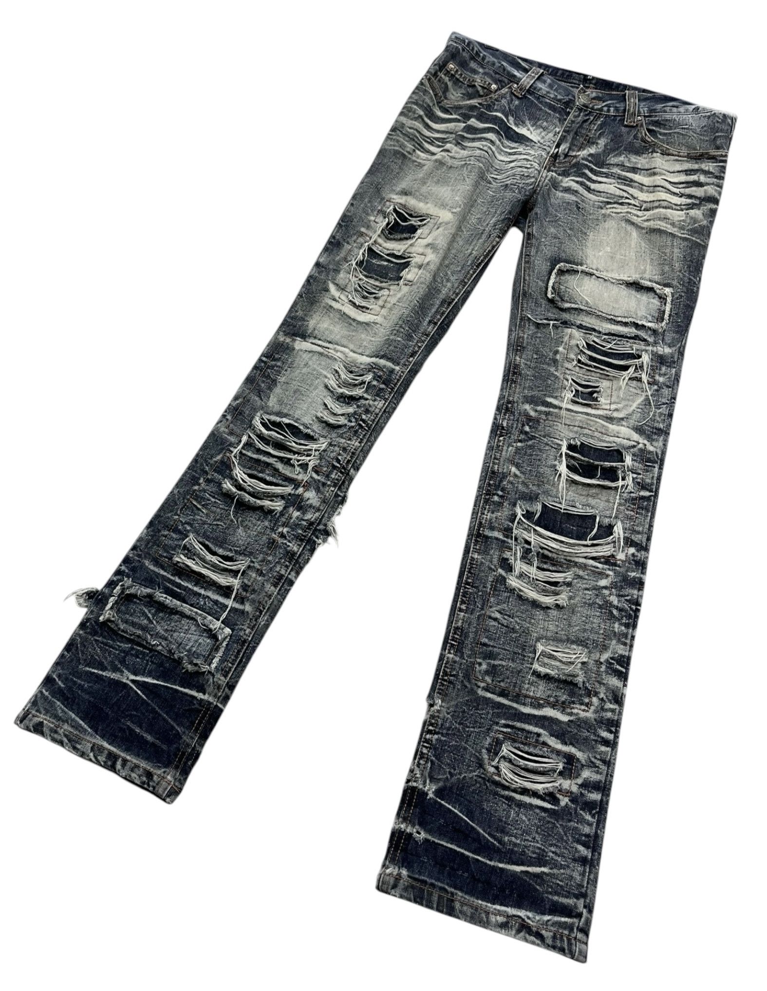 💀GRUNGE🔥LOWBOX Mudwash Distressed Ripped Denim Undercover