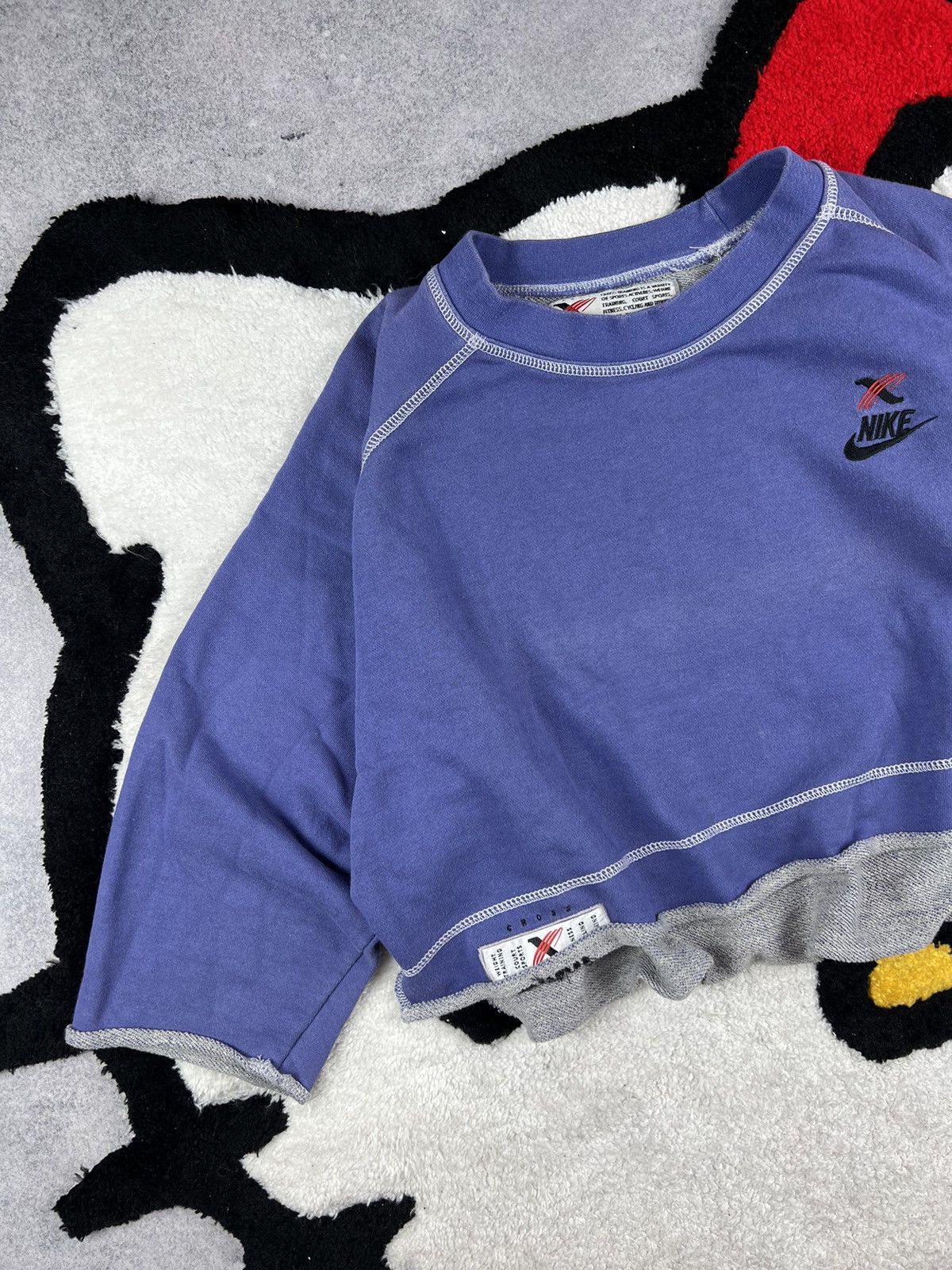 Vintage Vintage 90s Nike Cross Faded Y2K Oversized Cropp Sweatshirt Size S / US 4 / IT 40 - 2 Thumbnail