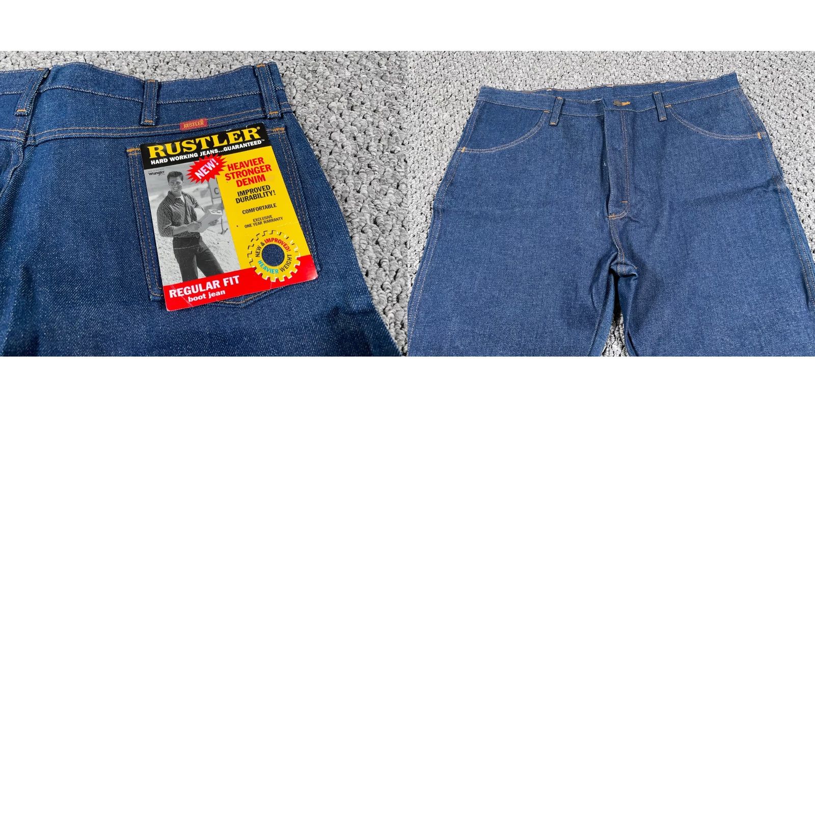 VINTAGE Rustler Men's Jeans Bootcut Fit 40 x 29 Denim 80s USA Made