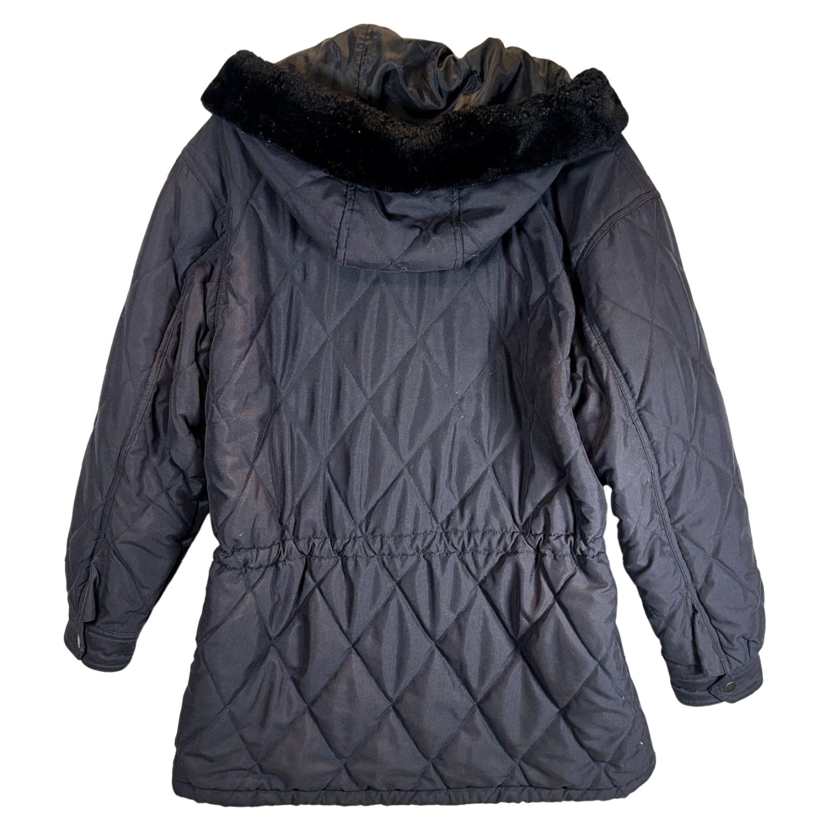 Gap VINTAGE GAP Jacket Womens Small Black Quilted Parka Hooded Faux Fur Taiwan 90s Size S / US 4 / IT 40 - 2 Thumbnail