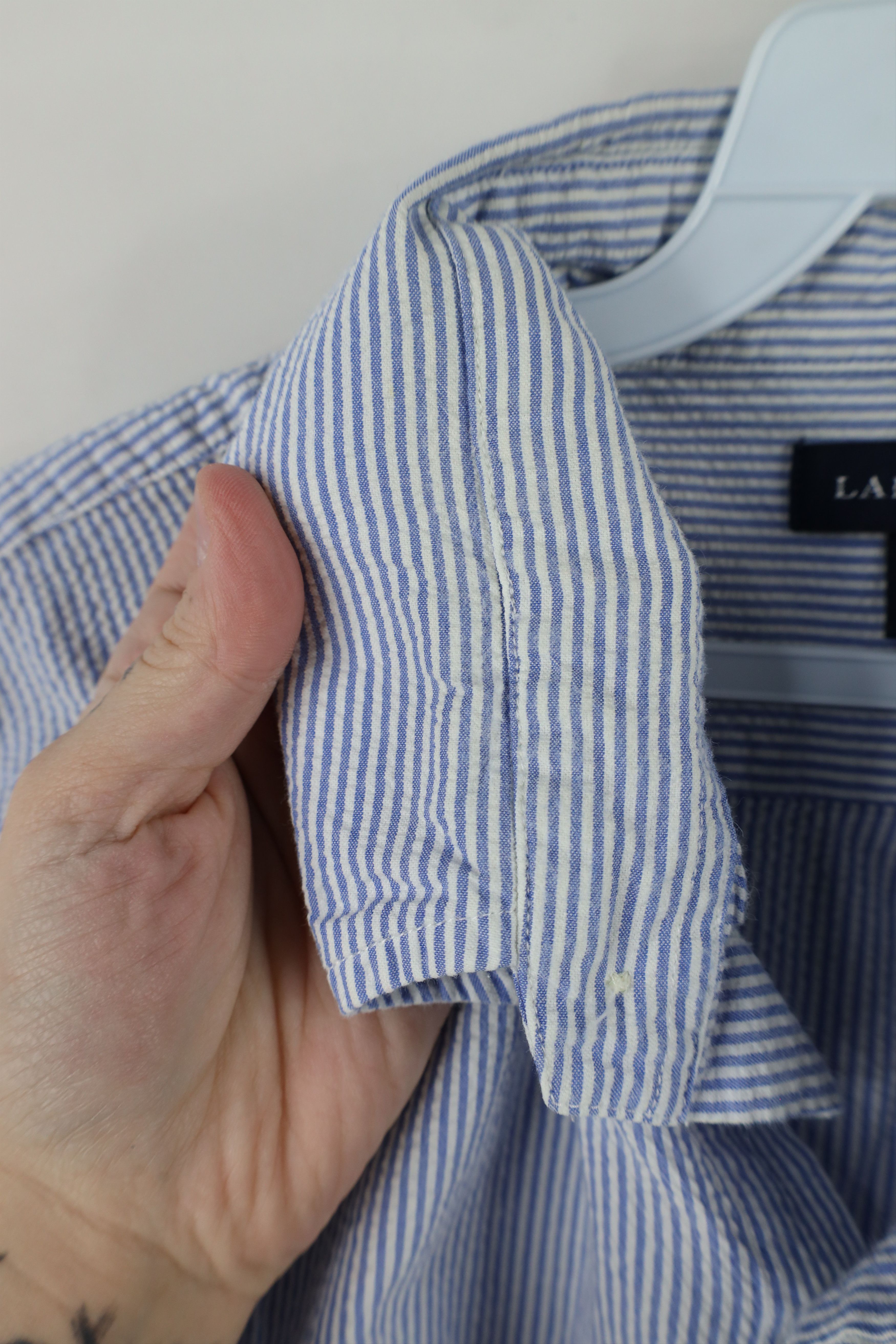 Lands' End × Vintage Vintage Lands End Seer Sucker Short Sleeve Button Down Shirt Size US L / EU 52-54 / 3 - 5 Thumbnail