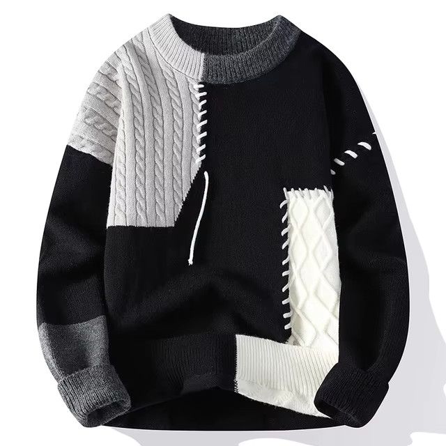 Japanese Brand × Vintage Retro Patchwork Fluffy Knitwear Sweater High Street Size US M / EU 48-50 / 2 - 2 Thumbnail