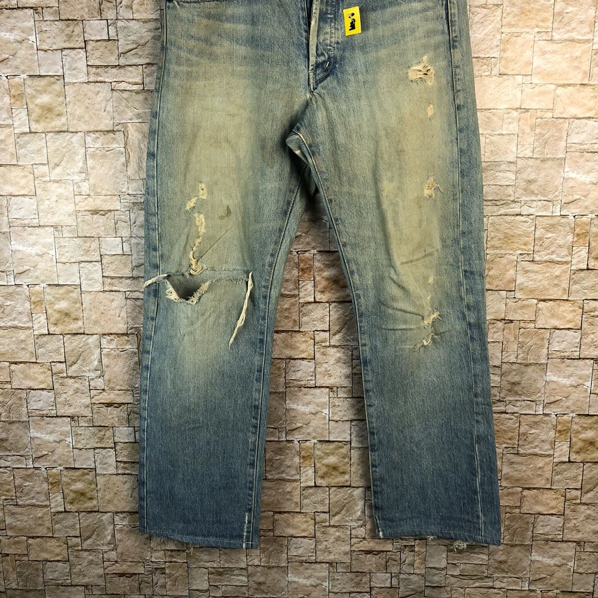 Japanese Brand Japan vintage Blue ripped Distressed Denim Pants #A949 Size US 31 - 3 Thumbnail