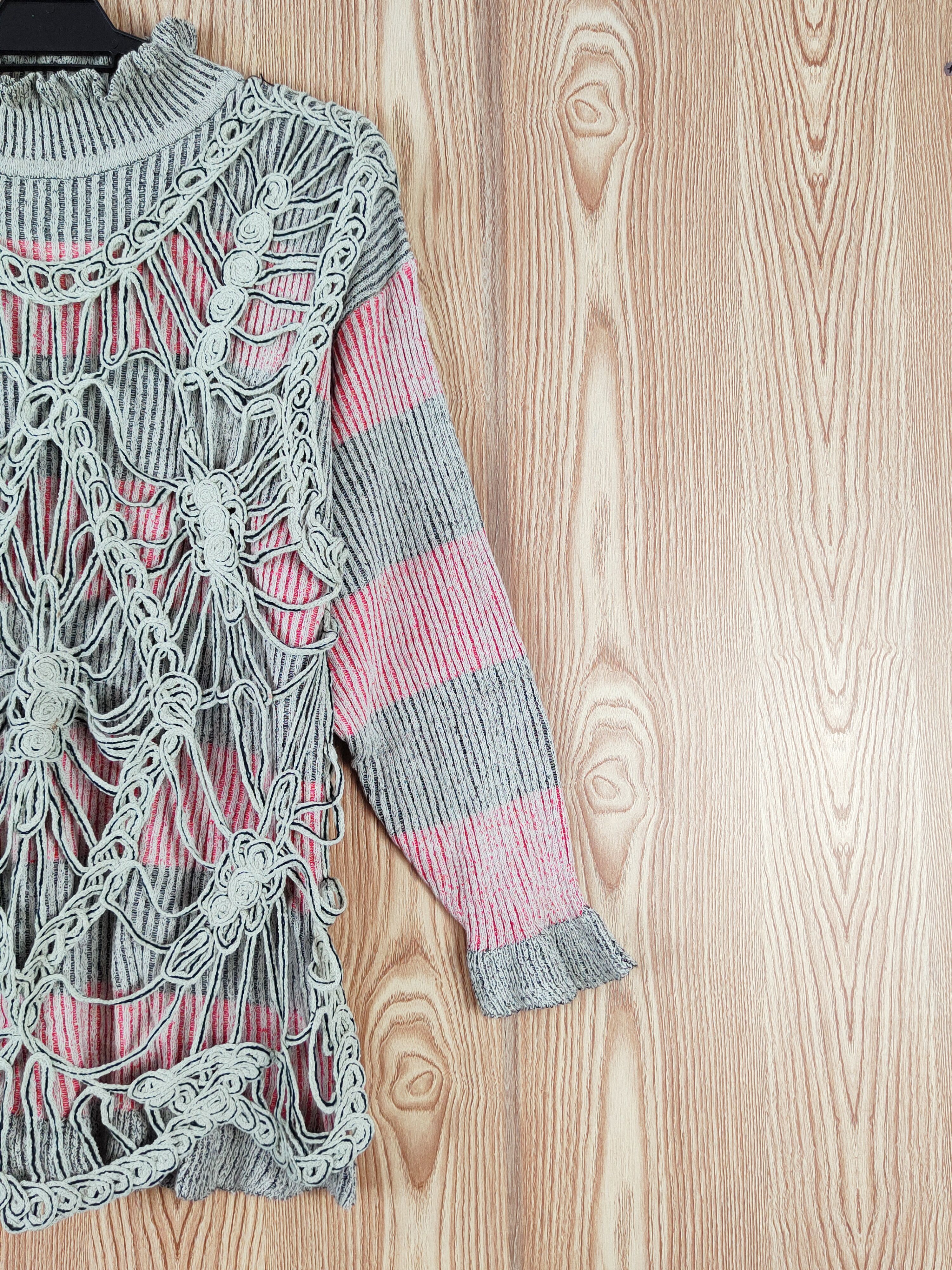 Vintage DL Peeress Mesh Net Striped Knit Like Kurt Cobain #W743 Size M / US 6-8 / IT 42-44 - 5 Thumbnail